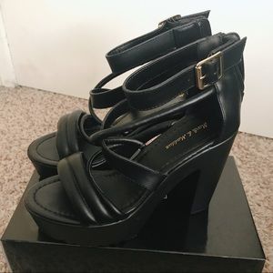 Platform Strappy Buckle Heels Size 8